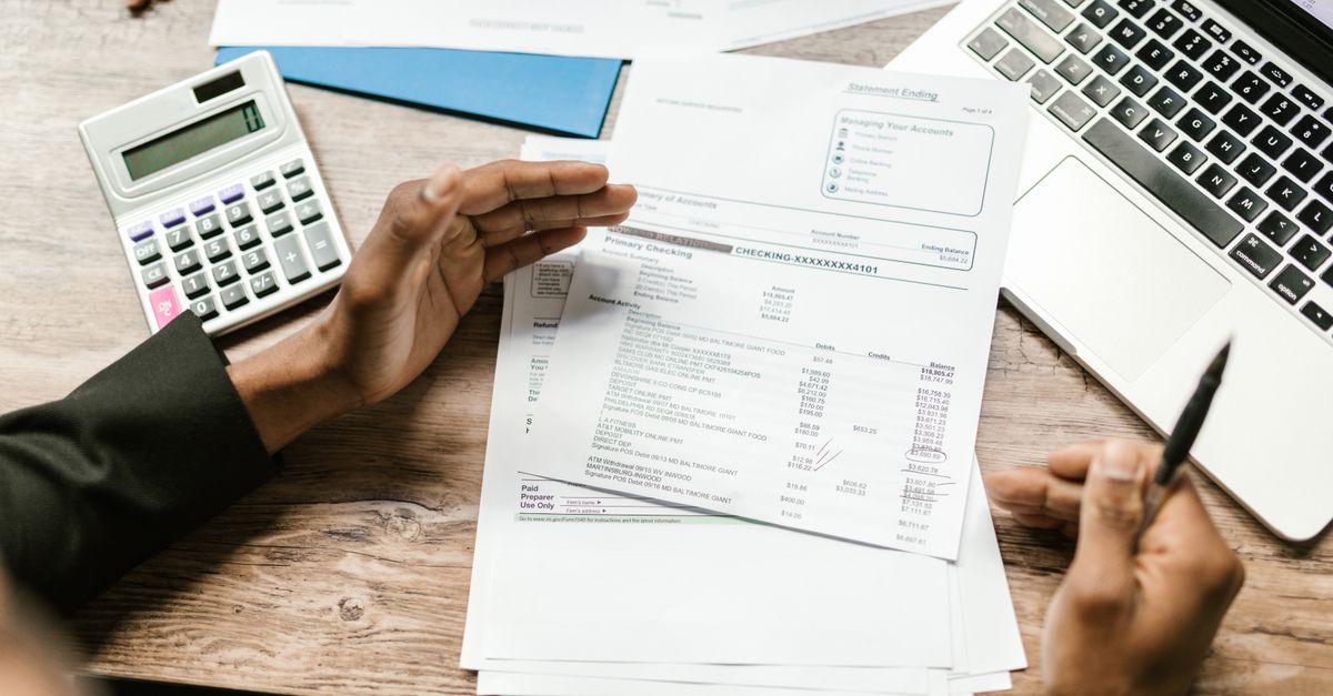 Accountant working with spreadsheets
